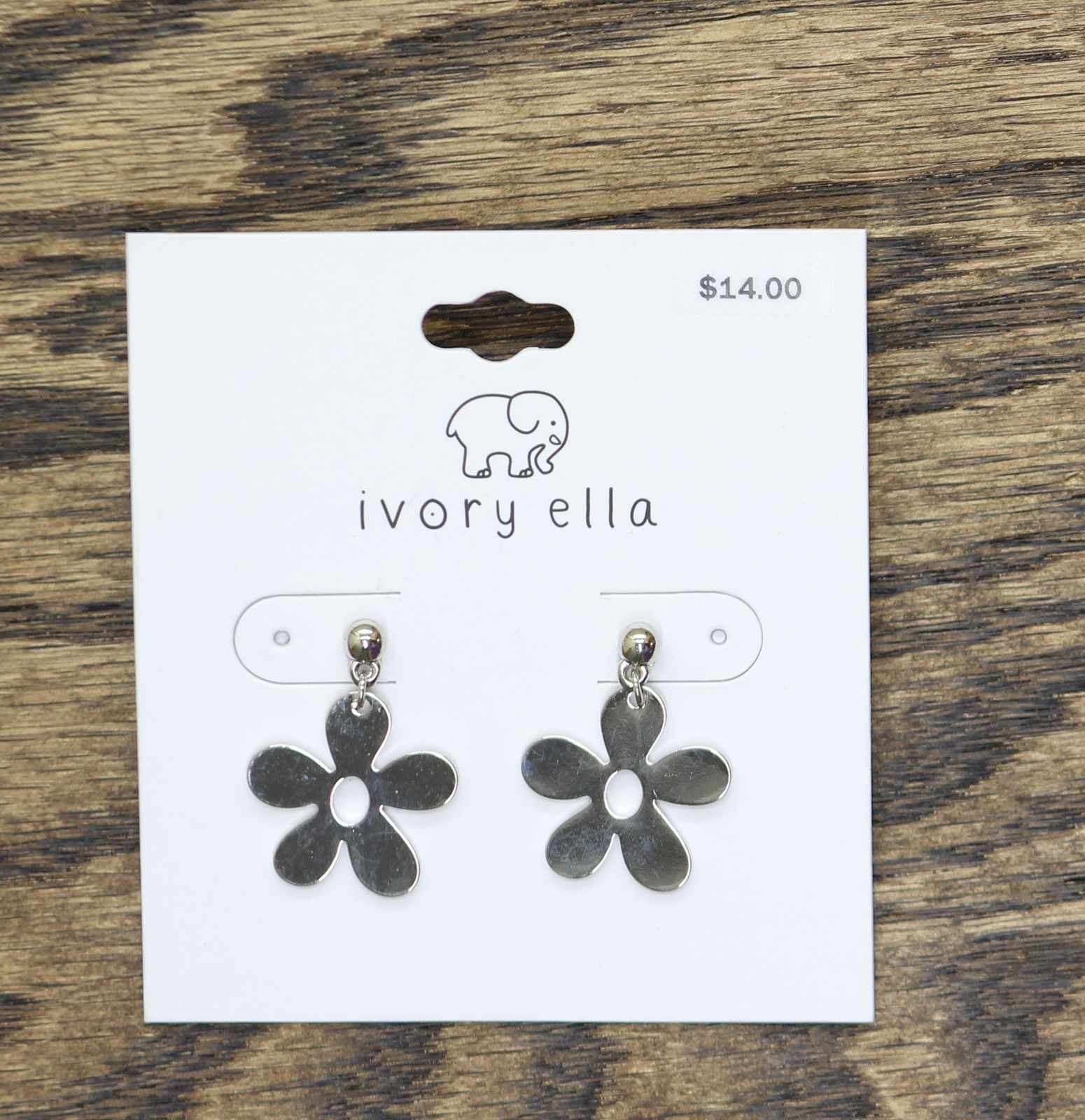 Ivory Ella Womens Fashion Flower Drop Earrings Silver Gray 1.25″