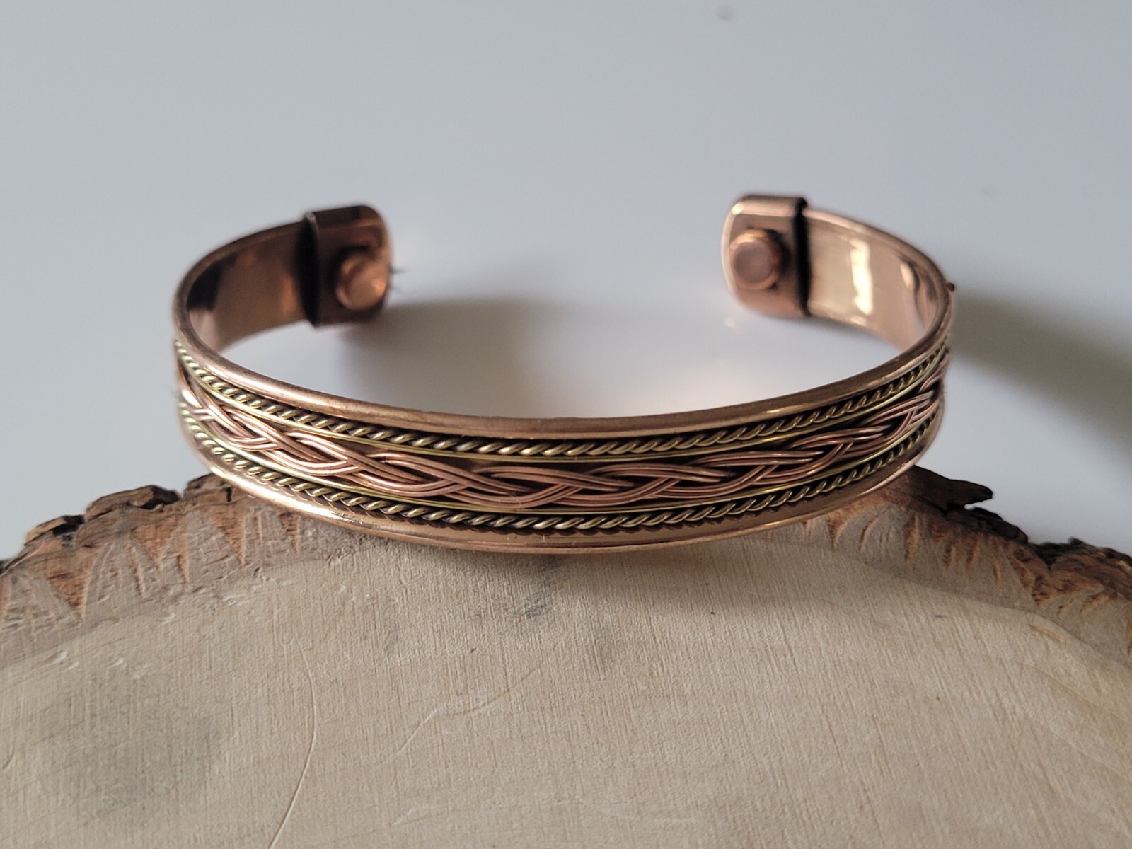 2 Pack Pure Copper Magnetic Bracelet Arthritis Pain Energy Therapy Cuff Braided