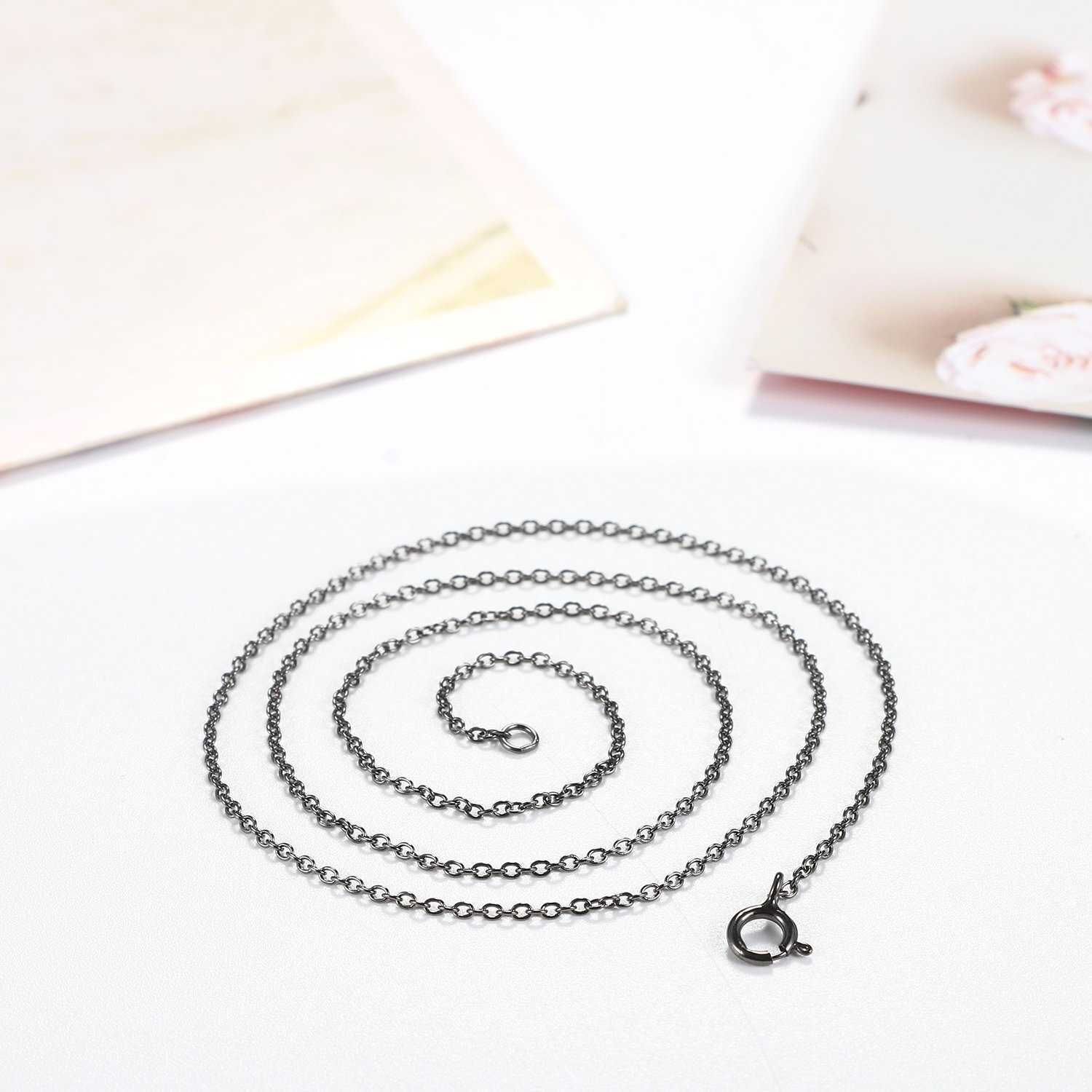 925 Silver Plated 1.2 mm O-shaped Necklace Link Men Women Jewelry Box Chain DIY
