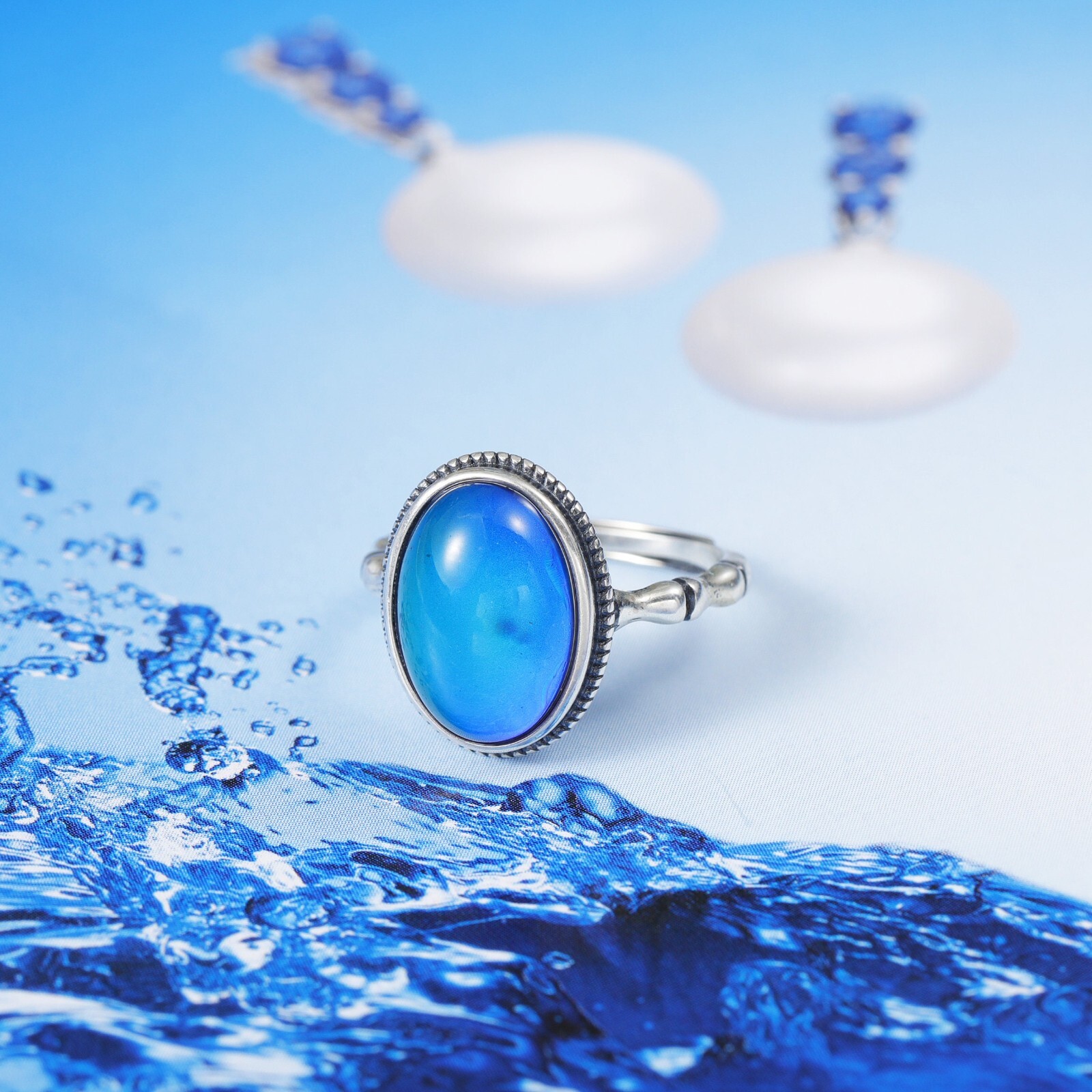 925 Sterling Silver Mood Stone Ring