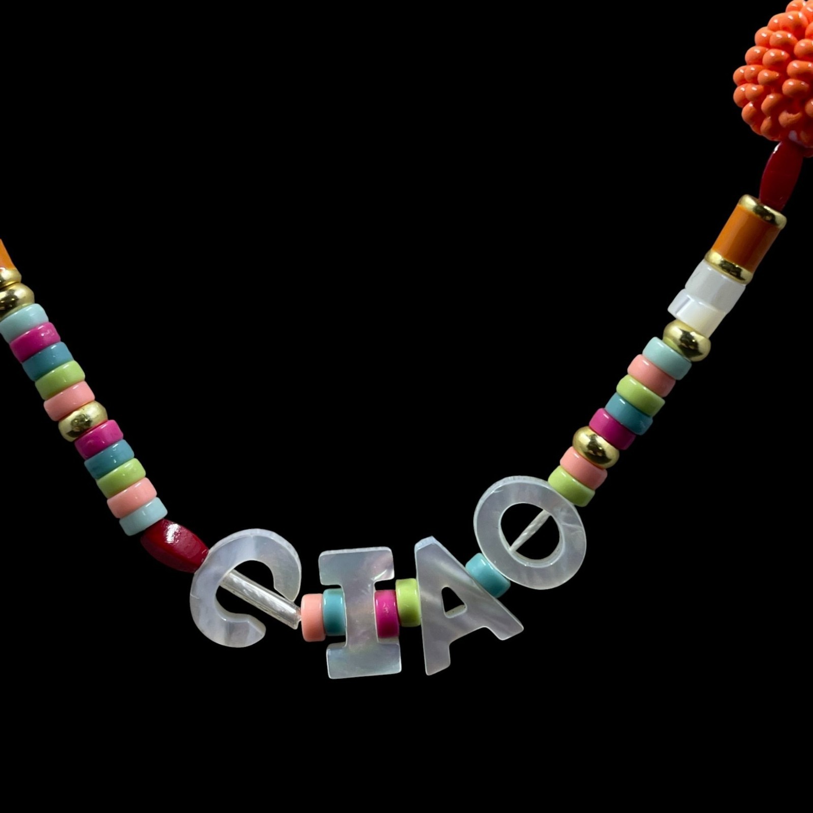 Mudd Colorful Beaded CIAO Necklace Kidcore Kawaii Y2K Rainbow Trendy Cute