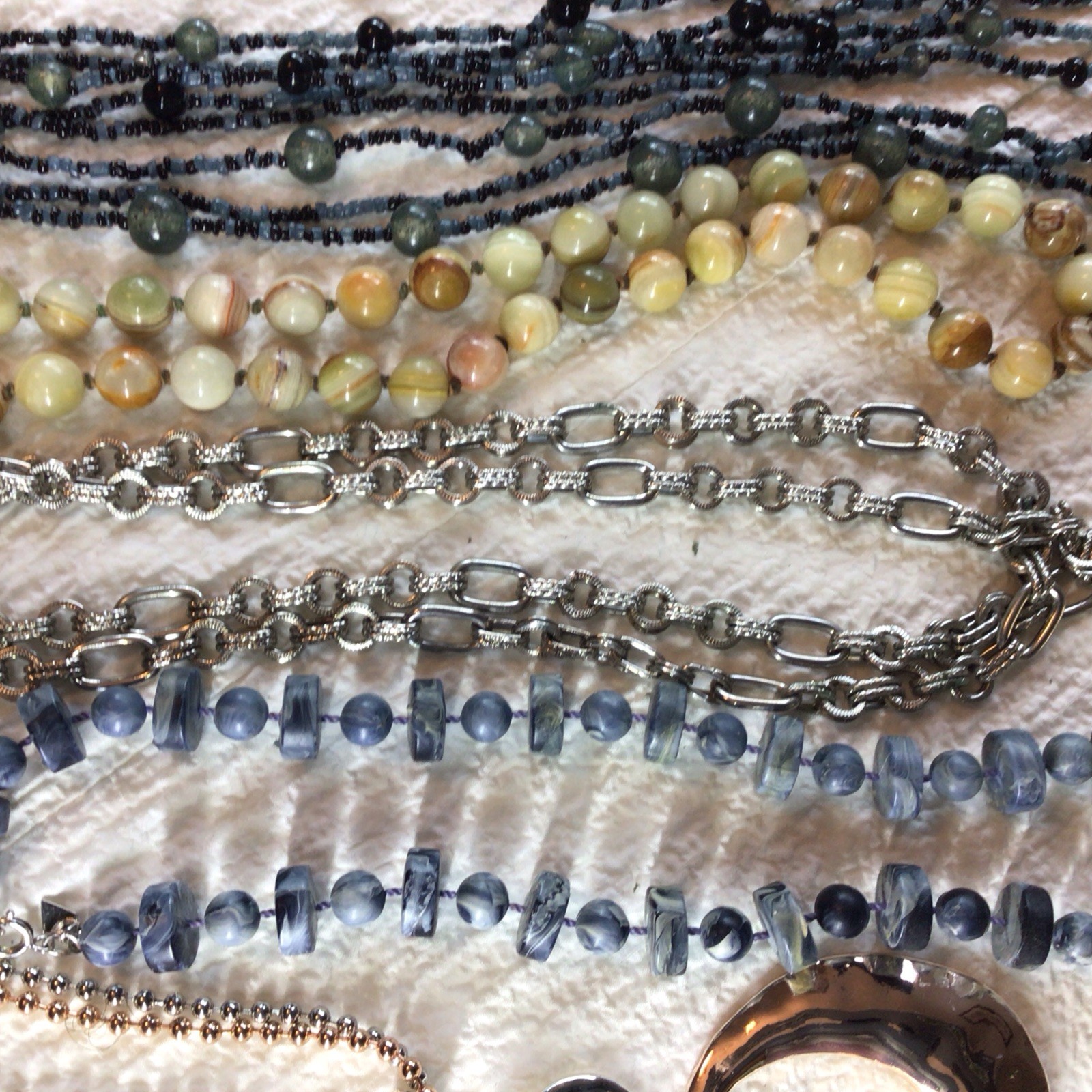 Lot Of 7 Costume Necklaces, I Pr Earrings, 1 Agate Necklace