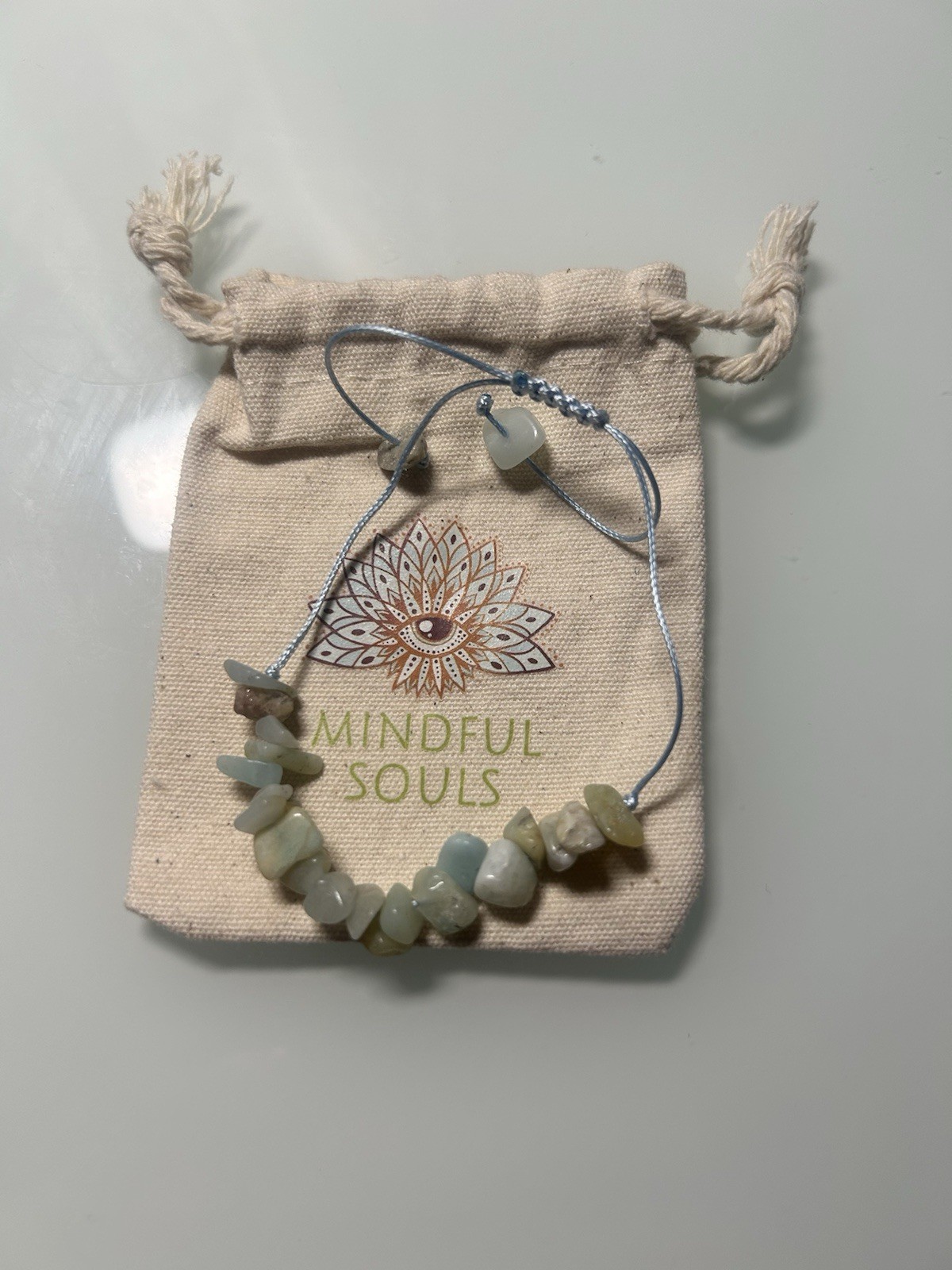Mindful Souls Blue Stone Chip Beaded Friendship Bracelet, Braided Slide Closure