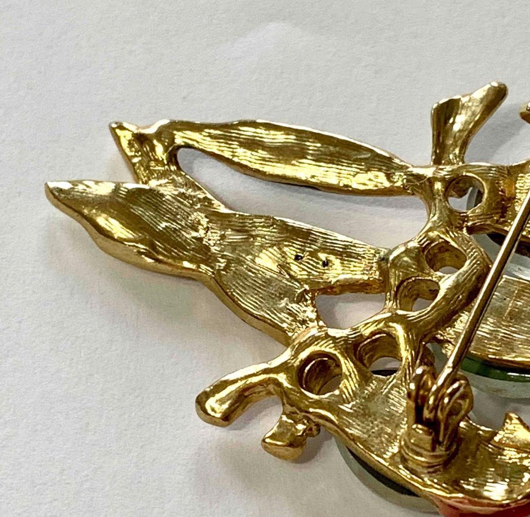 Cute Gold Tone 3 Parrots Red, Green, Blue Enamel & Rhinestone Deco Pin Brooch #2