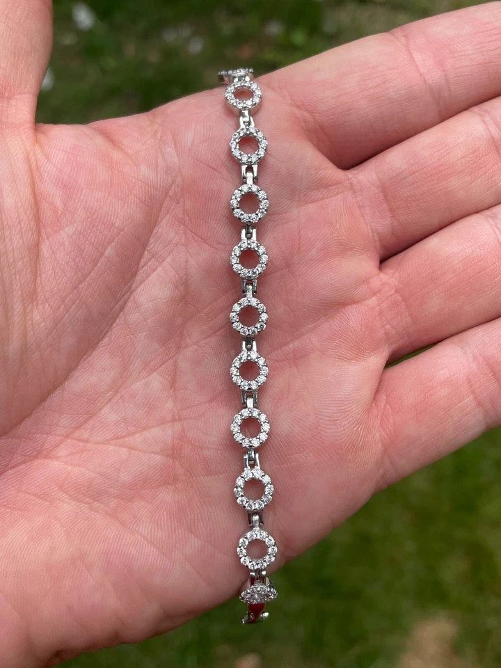 5ct Round Simulated Diamond Stunning Tennis Unisex Bracelet 14kWhite Gold Plated