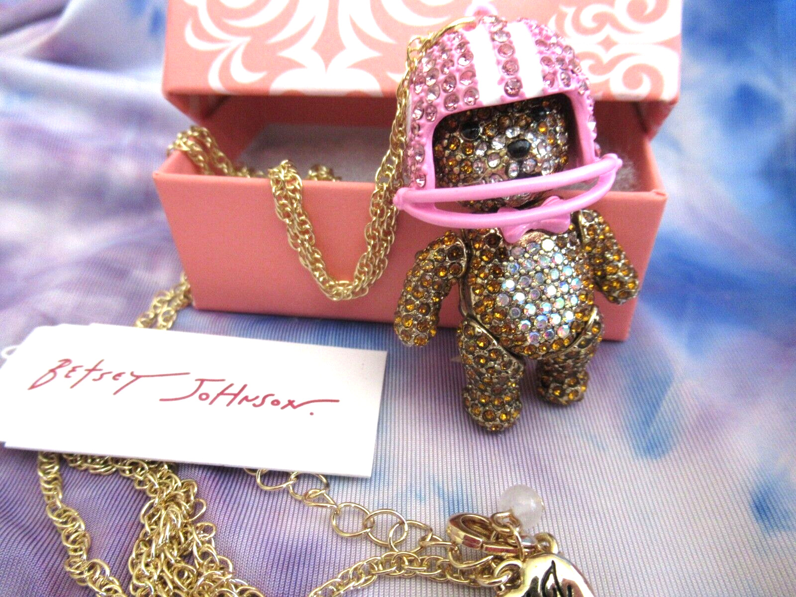 BETSEY JOHNSON Teddy Bear Football or Teddy Bear Cheerleader Necklace NWT
