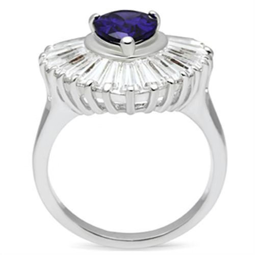 925 Sterling Silver Ring AAA Grade CZ Tanzanite Engagement Band