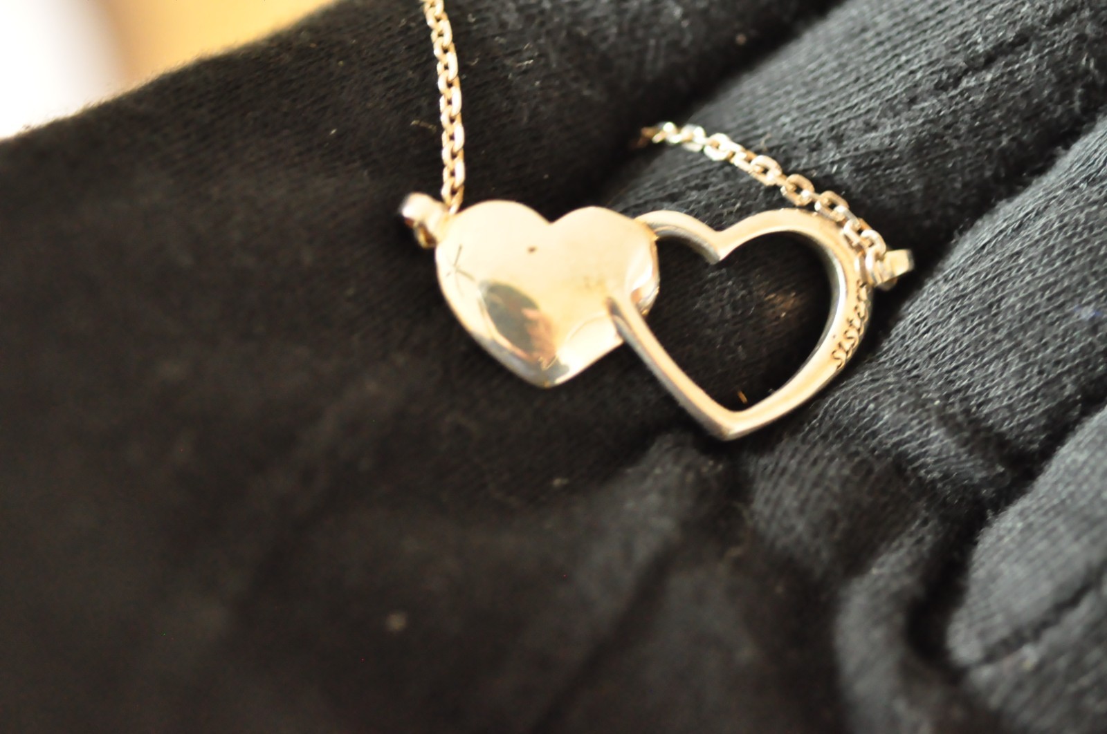 Sisters Sterling Double Heart Necklace 17 in 8g 925 Lobster Clasp Vintage