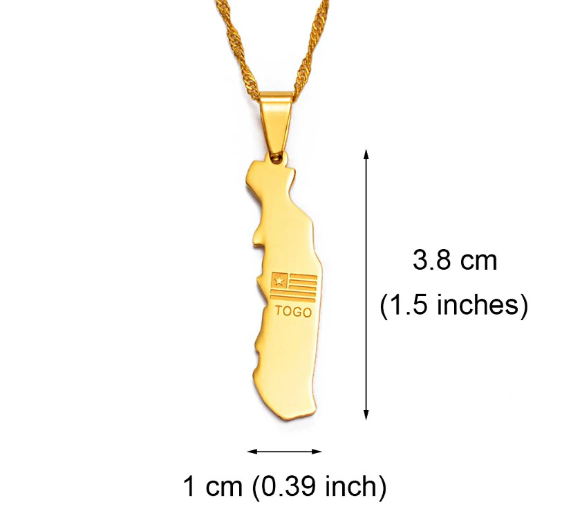 Togo Map with Cities Pendant Necklace