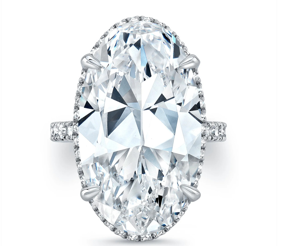 Gia certified 12.0ct Oval EVS2 Lab Grown Diamond Engagement Ring 14k White Gold