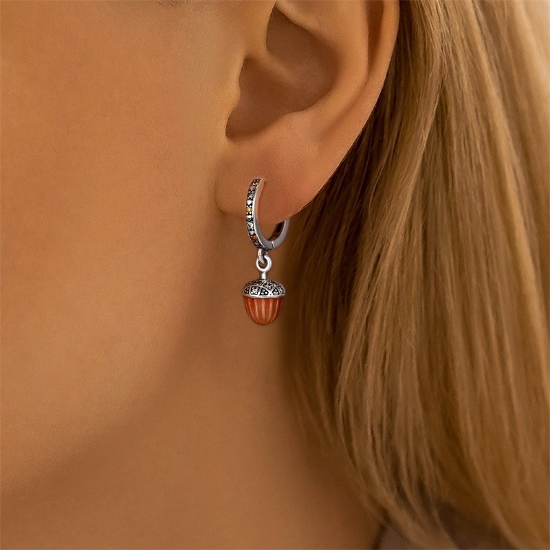 PANDACH 925 Sterling Silver Cute Pine Cone Drop Earrings For Women Jewelry Gifts