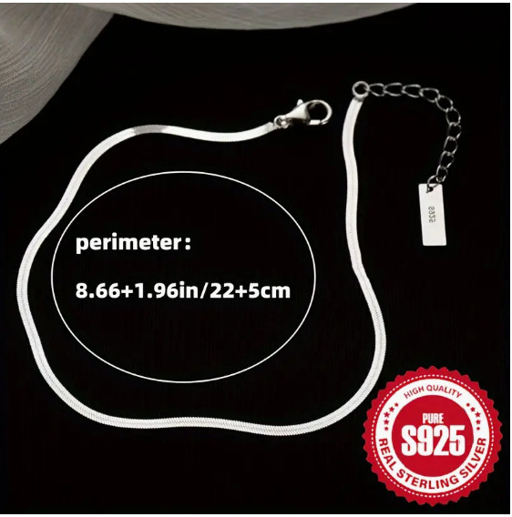 NEW WOMEN’S STERLING SILVER 925 ANKLE BRACELET HERRINGBONE STYLE 8.75″-10.75″