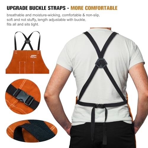 Leather Welding Work Apron 24″ X 36″ Heat Flame Resistant Cowhide Brown