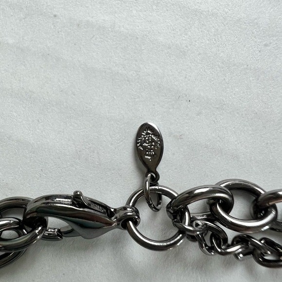 Long Layered Gunmetal Chain Necklace with Knot Details Fashion Jewelry