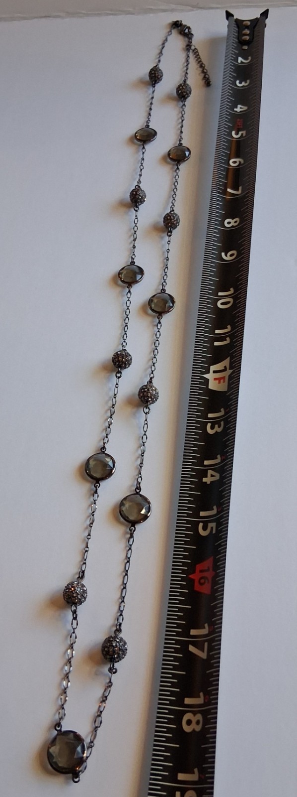 Lia Sophia Crystal Station Necklace Rhinestone Beads Cable Chain Lobster Clasp