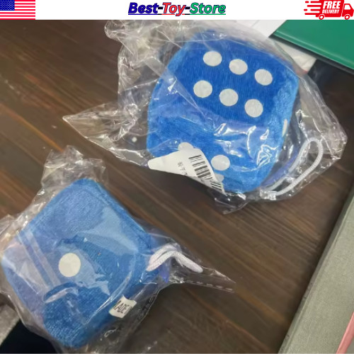 2PCS Plush Fuzzy Dice Car Rear View Mirror Decoration