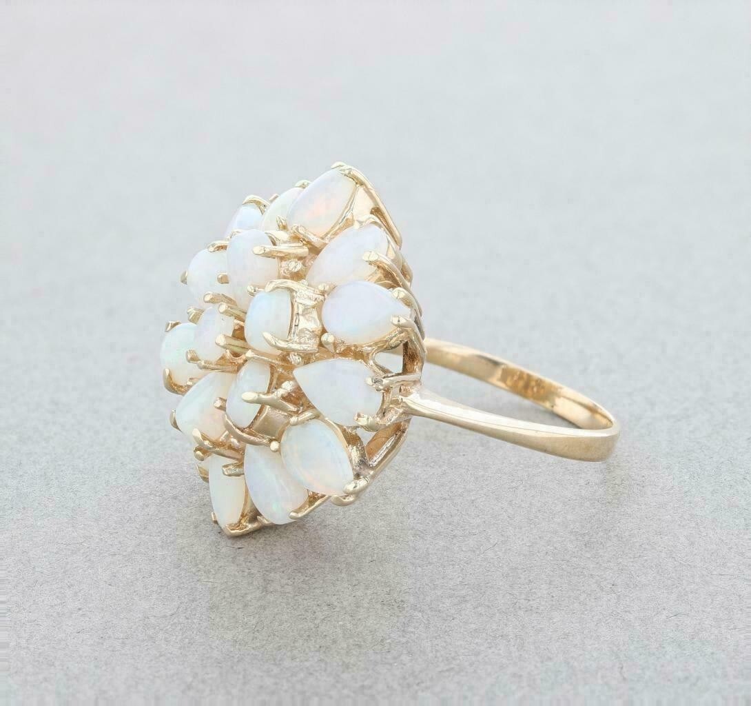 2Ct Pear Cut Simulated Opal Halo Women’s Ring 14k Yellow Gold Plated Silver