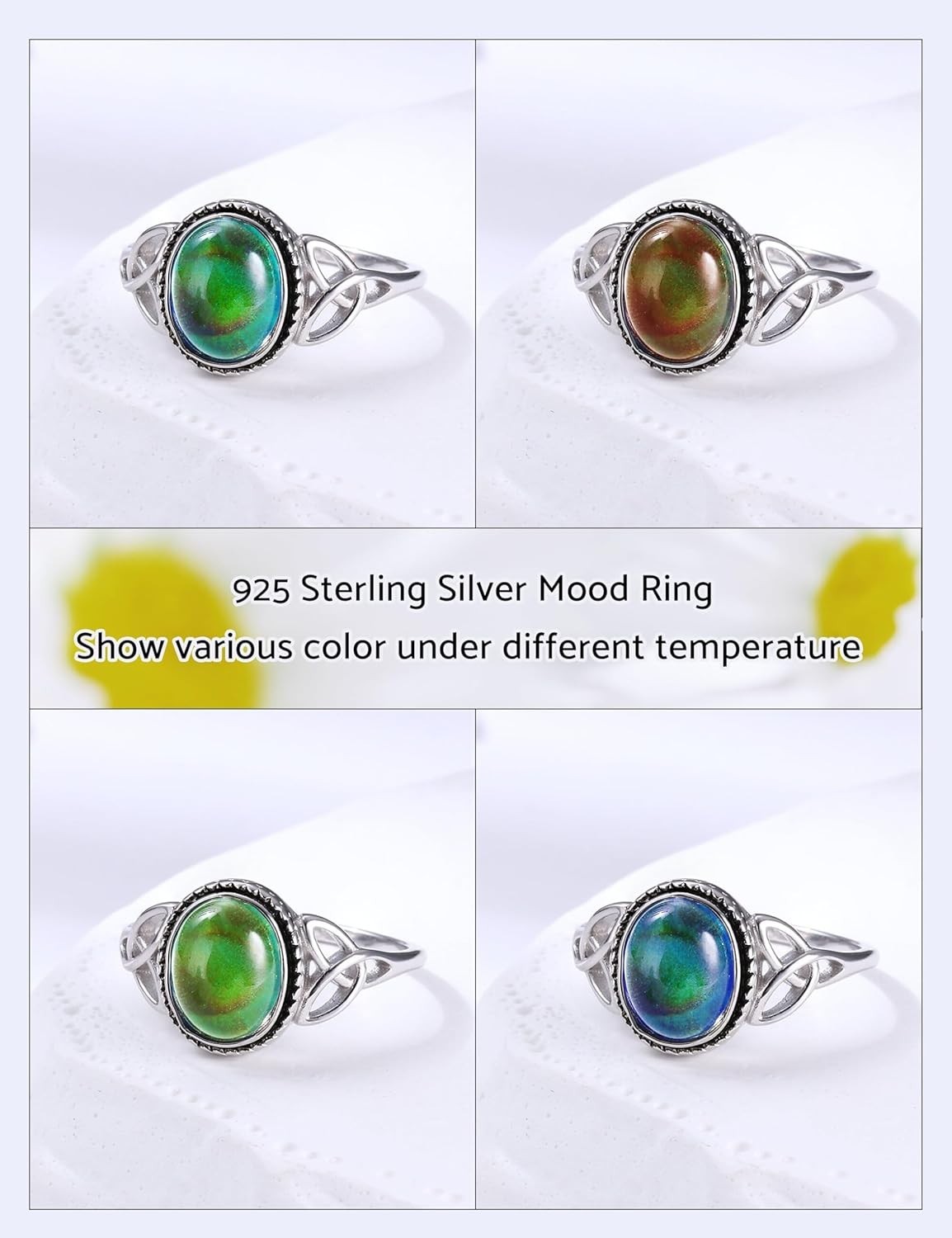 925 Sterling Silver Mood Ring with Vintage Celtic Knot – Color Changing Elegance