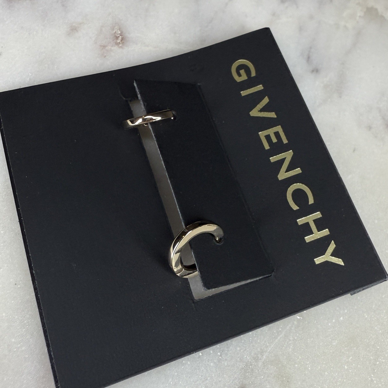 Givenchy Gold Tone Hoop Earrings Designer Fashion Everyday Wear Chic Hoops NWT