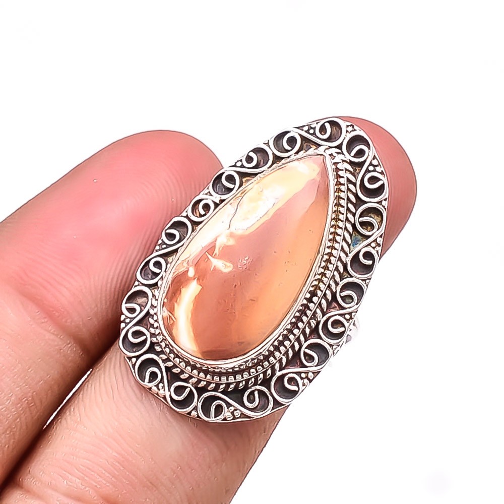 Mookaite – Australia Gemstone 925 Sterling Silver Bali Ring S.7.5 R25