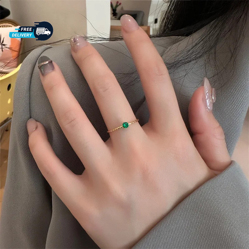 Woman 18k Gold Plated Stainless Steel Starry CZ 1MM Thin Joint Ring Band Ring