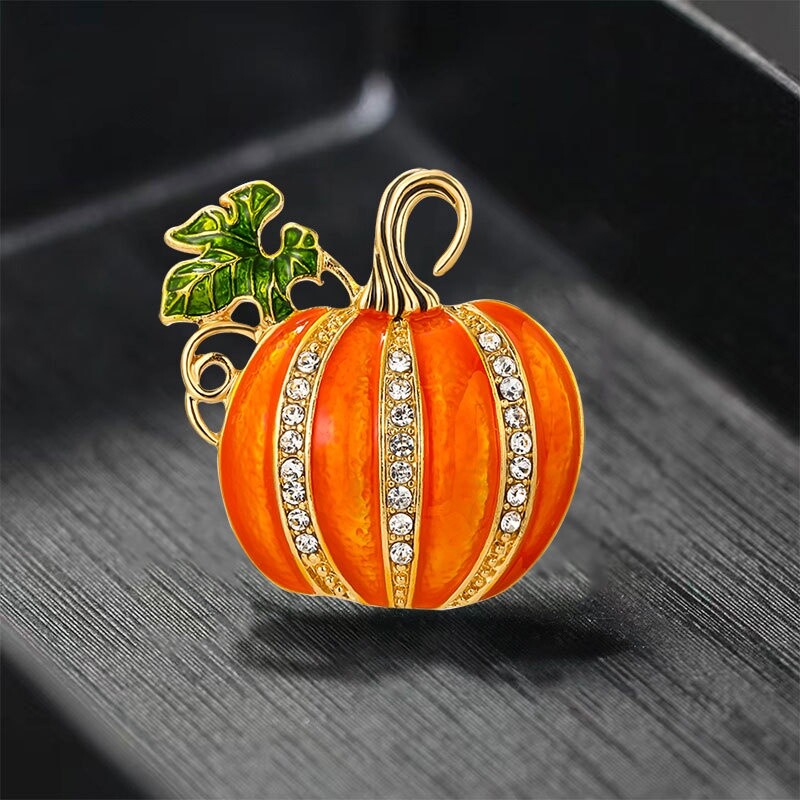 1pcs Enamel Pumpkin Brooches for Women Rhinestone Halloween Brooch Pin Gifts
