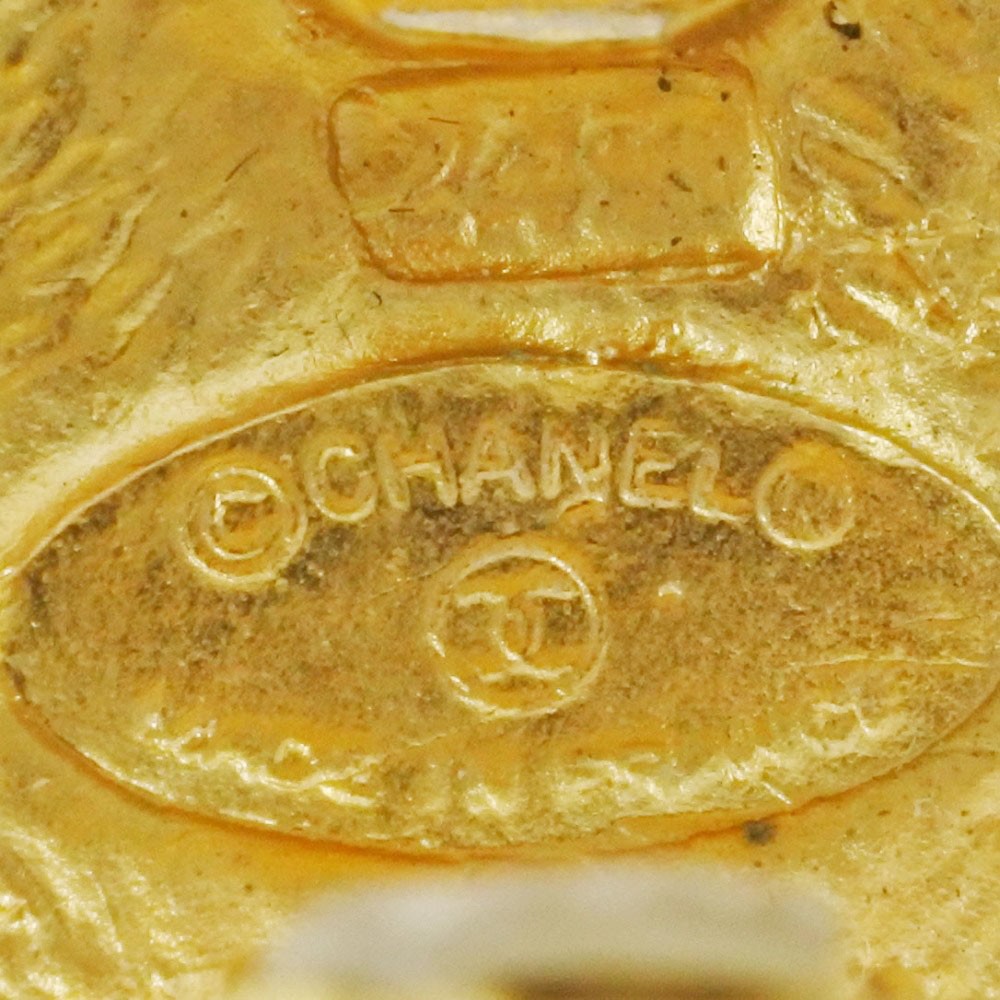 CHANEL COCO Mark Earring Rhombus vintage gold Plated Gold Square 30g Women
