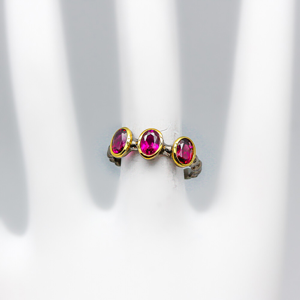 Not Enhanced Natural Rhodolite Silver Ring 925 Sterling /RVS185
