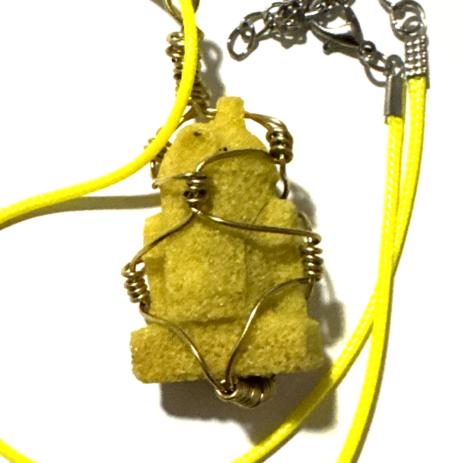 Yellow Star Wars R2D2 Necklace Jewelry Yellow 20″ Cord Genuine Stone Handmade