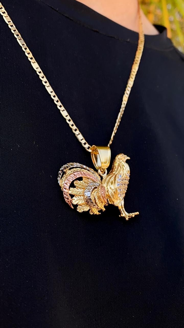 14K Gold Filled Chicken Rooster Necklace 24″ Valentino Figaro Chain Mens Adults