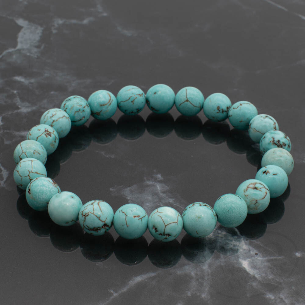 Natural Blue Turquoise Stretch Bracelet 7″ – 4mm/6mm/8mm/10mm/12mm Bead Options