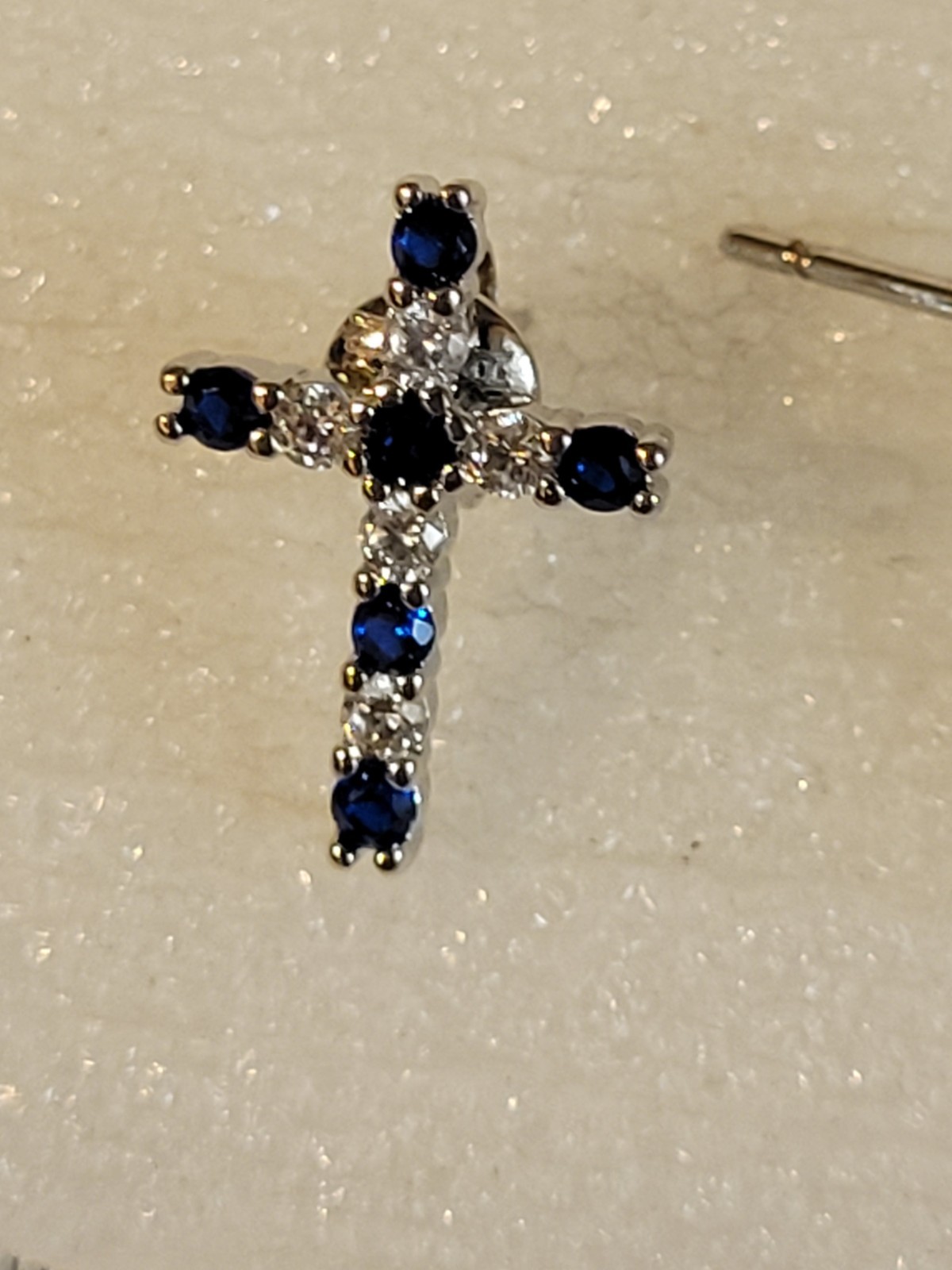 Lab-Created Sapphire Cross Earring and Pendant Set