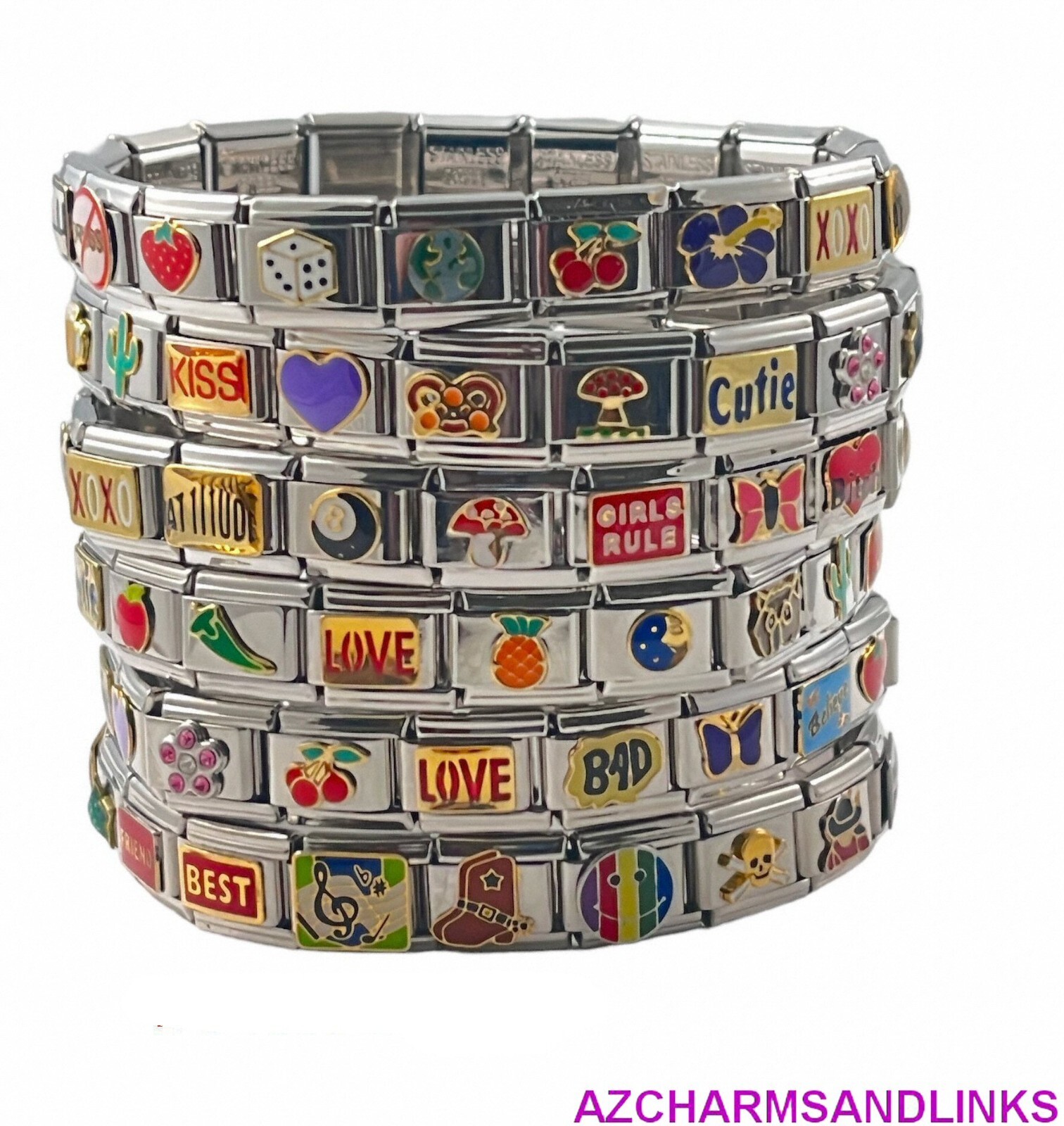 Italian Charms Gold Letters A-Z Italian Modular Charm Links for your Bracelet