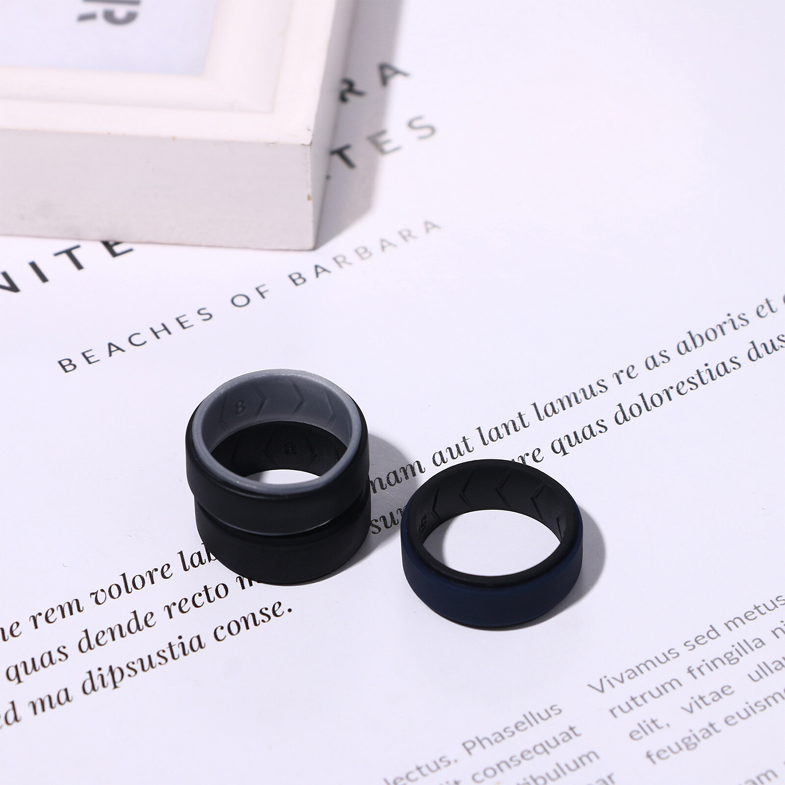 3PCs Men’s 8MM Stackable Silicone Rubber Ring Comfort Sports Wedding Bands #8-14