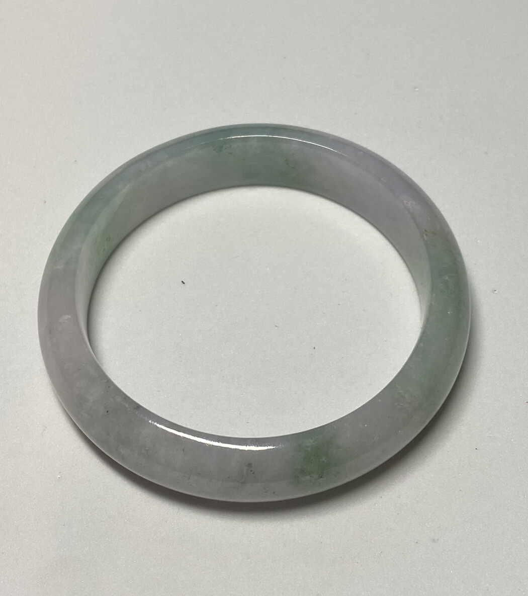 56.3mm 100% Natural Grade A Burmese Light Lavender Jadeite Multi-color Bangle