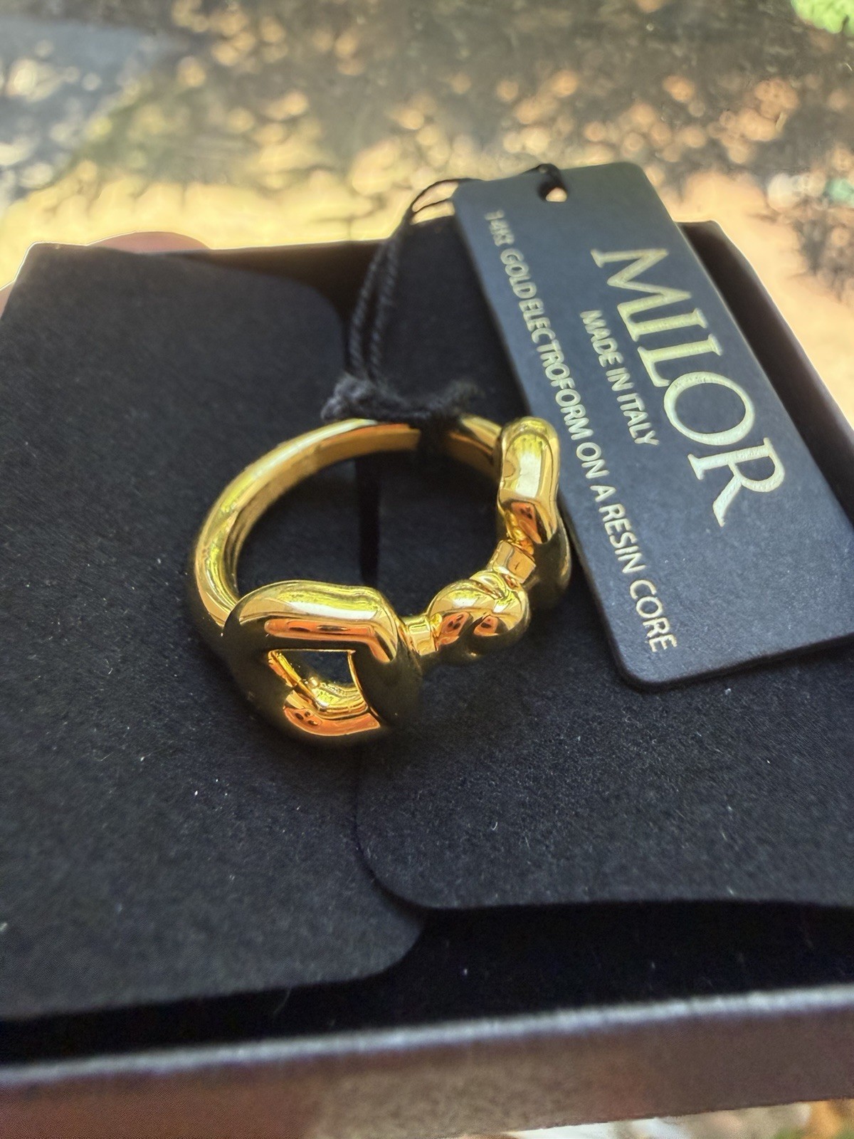 Milor 14K Gold Electroform Resin Core Band Ring Size 6 Made in Italy