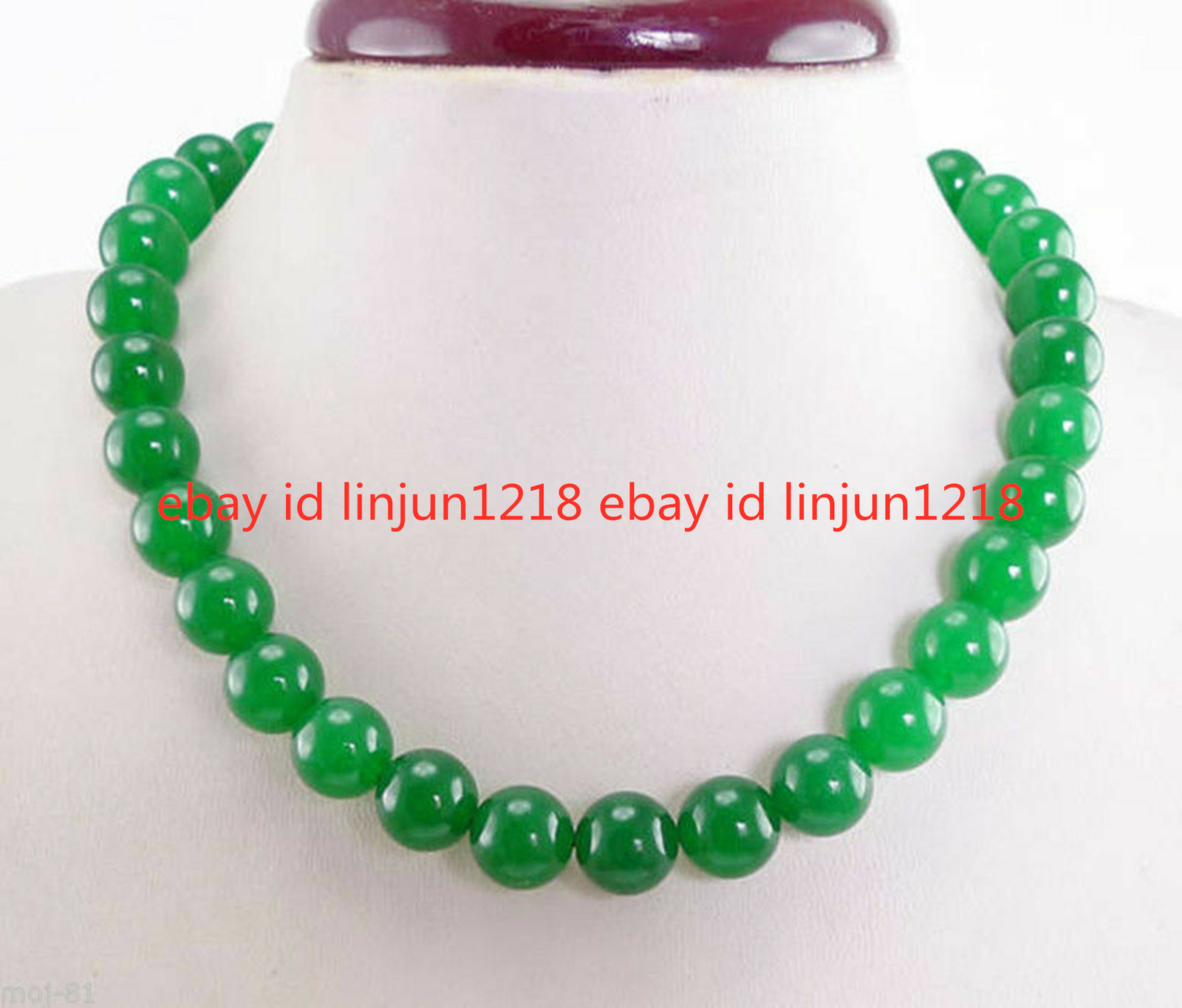 Beautiful Natural 8mm 10mm 12mm Green Jade Round Beads Necklace 18-36″ AAA