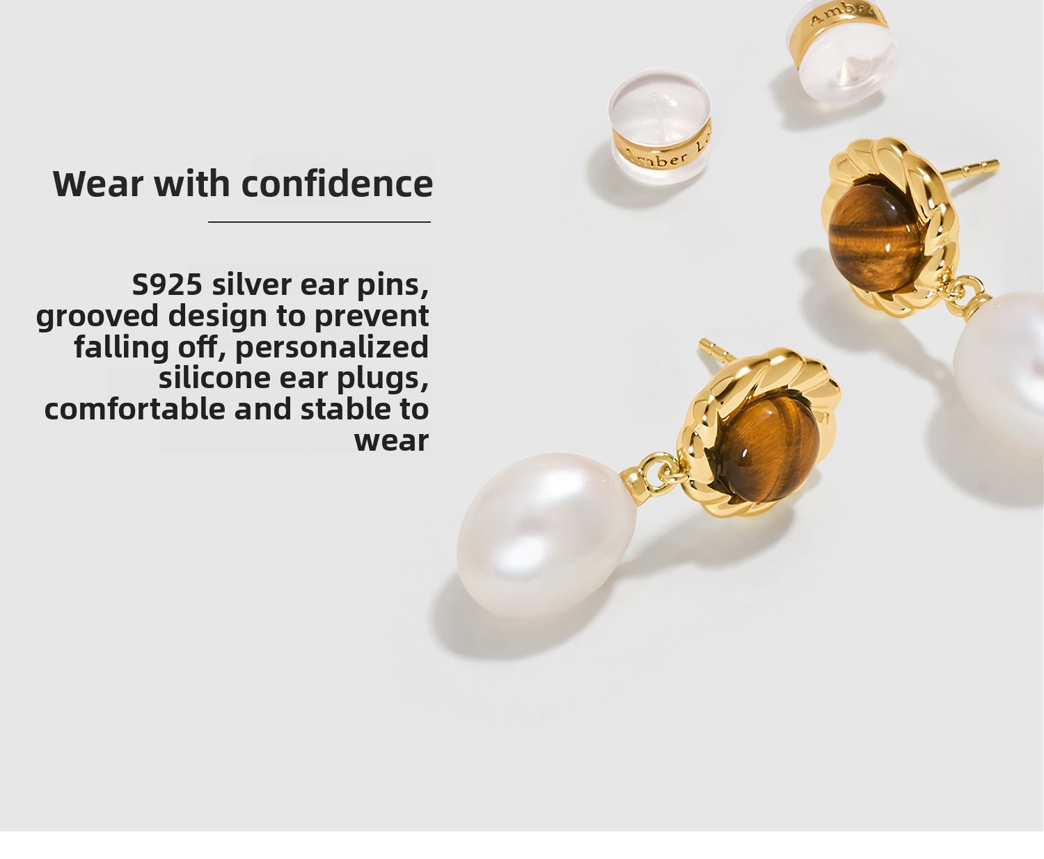 Amber Lollipop Vintage Beauty Pearl Earrings Light Luxury Gemstone Earrings