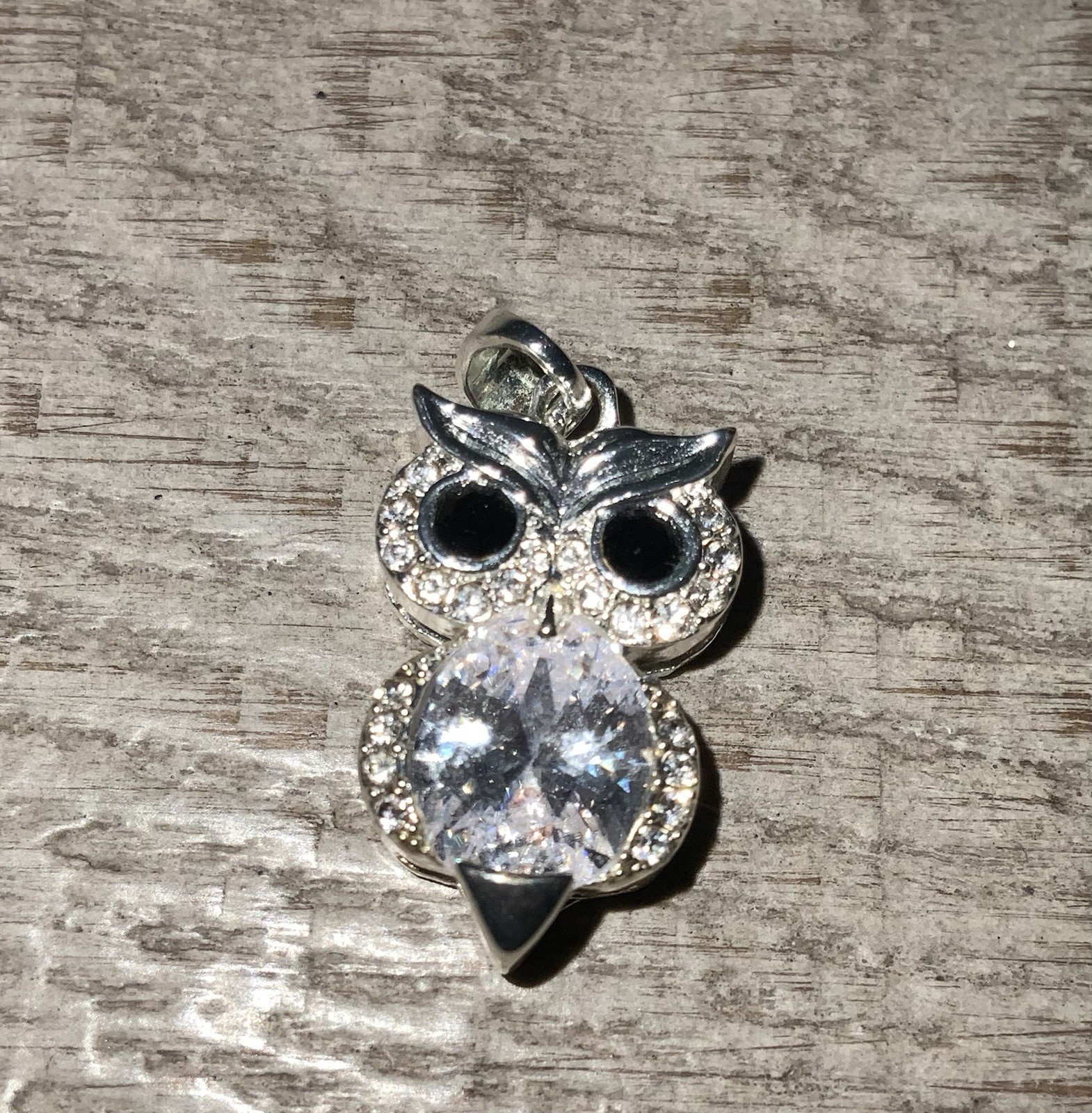 Owl Pendant Necklace Lot – Pink & Clear Crystal Owls – Silver Tone – 18” Chain