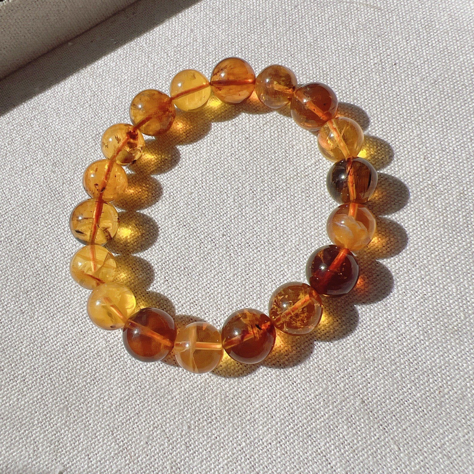 Beautiful Natural Real Amber Beaded Bracelet , 11.5mm Bead, Unisex Bracelet