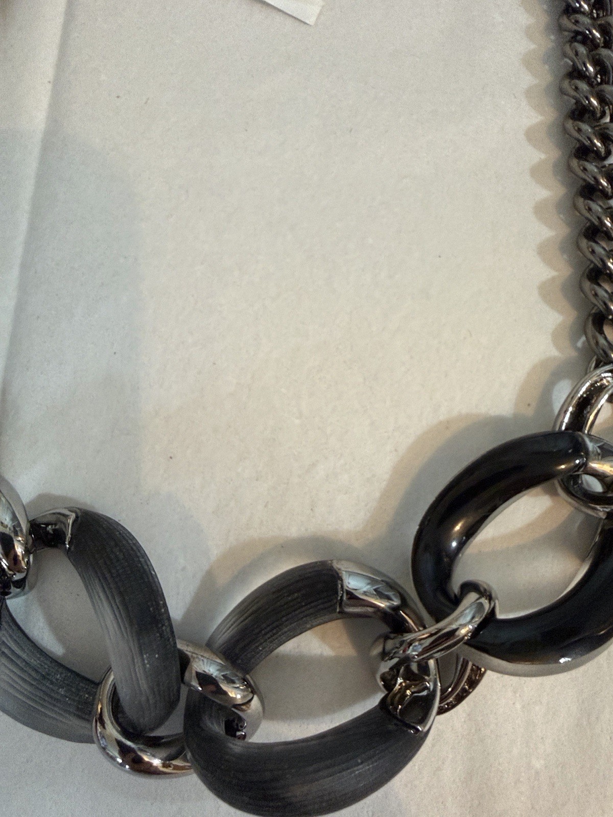 NWT Alexis Bittar Black Lucite Link Chain Necklace in Gunmetal