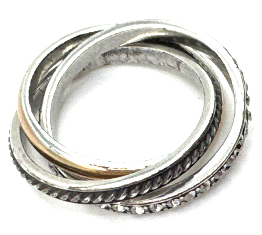 Brighton Neptune’s Rings Trio Three Stackable Linked Gold Silver Ring Size 9/10