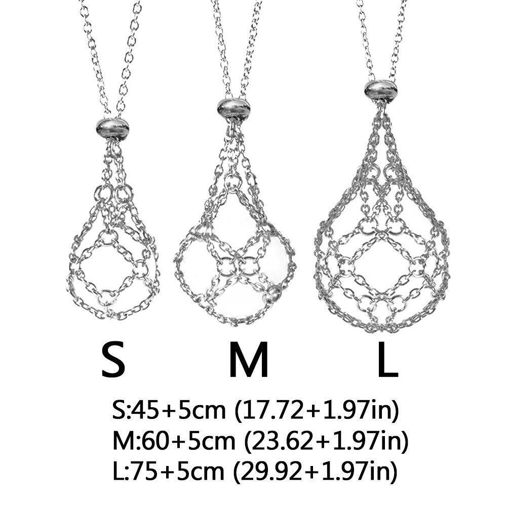 3*【S+M+L】Crystal Stone Holder Necklace Pendant Holders Cord Adjustable Stainless