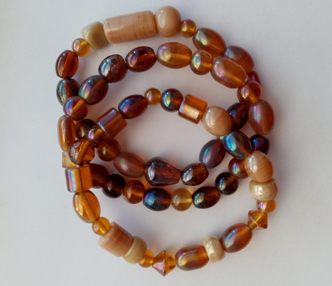 NEW SET OF 3 BROWN GLASS BEADED BRACELETS, BUY ANY 2 GET 3RD FREE