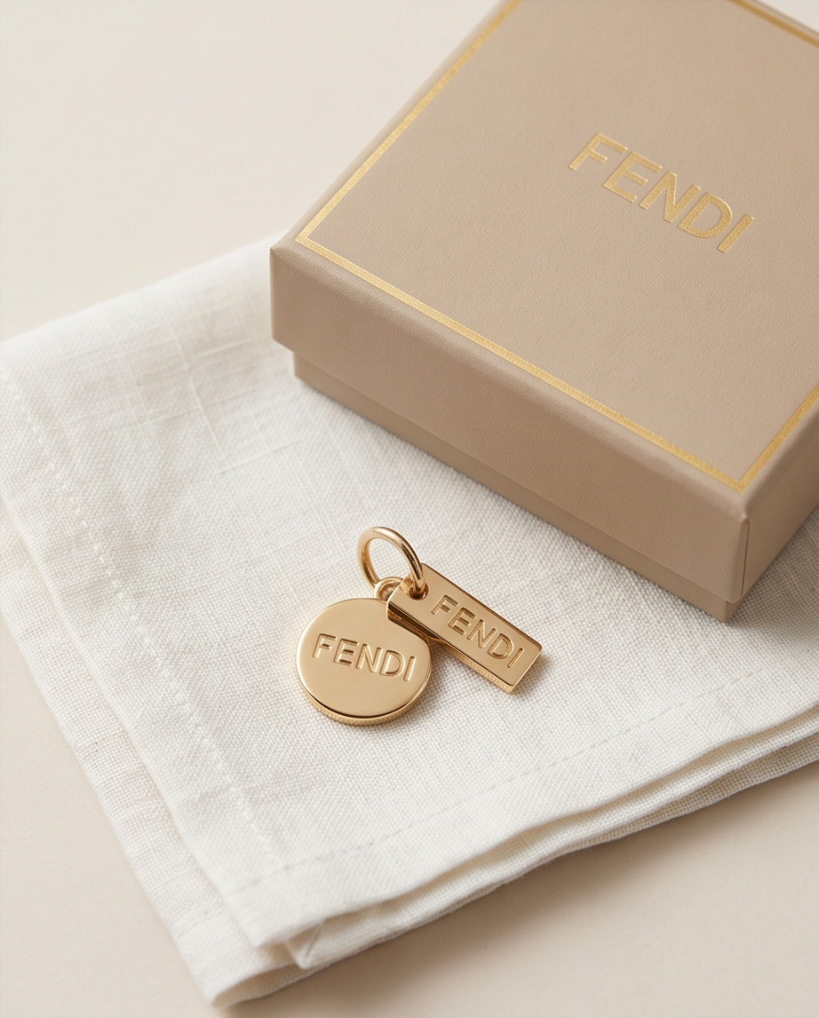 Fendi Pendant Zipper Pull silver 0.5 nch stamped