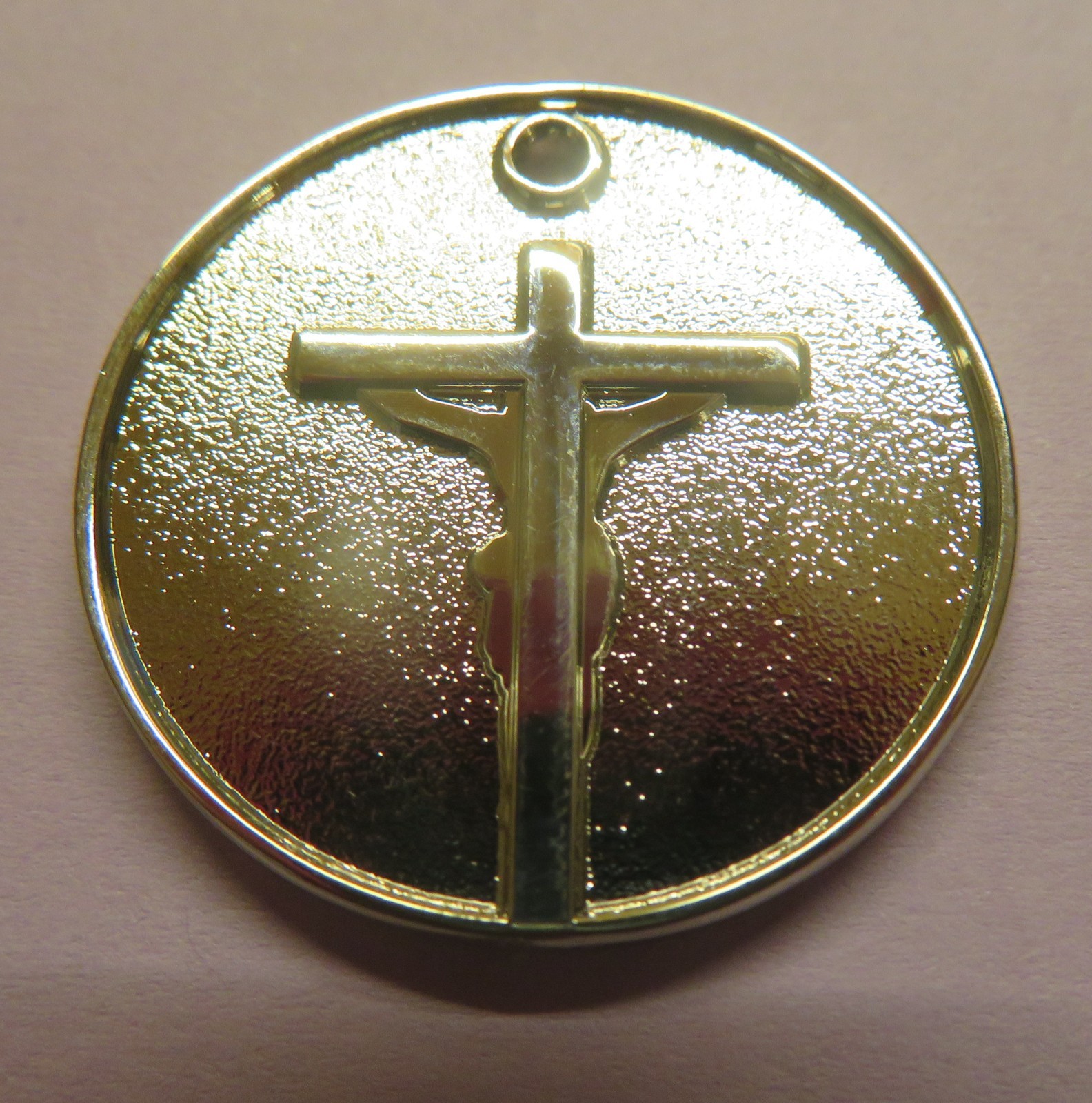 EASTER / LENT Necklace Medallion Empty Tomb on one side, Christ On Cross on Back
