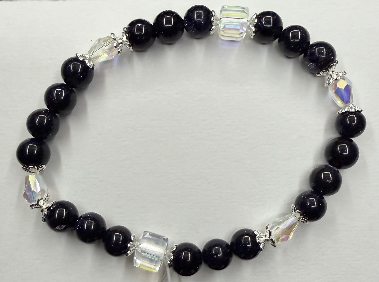 Blue Sandstone Crystal Bead Bracelet