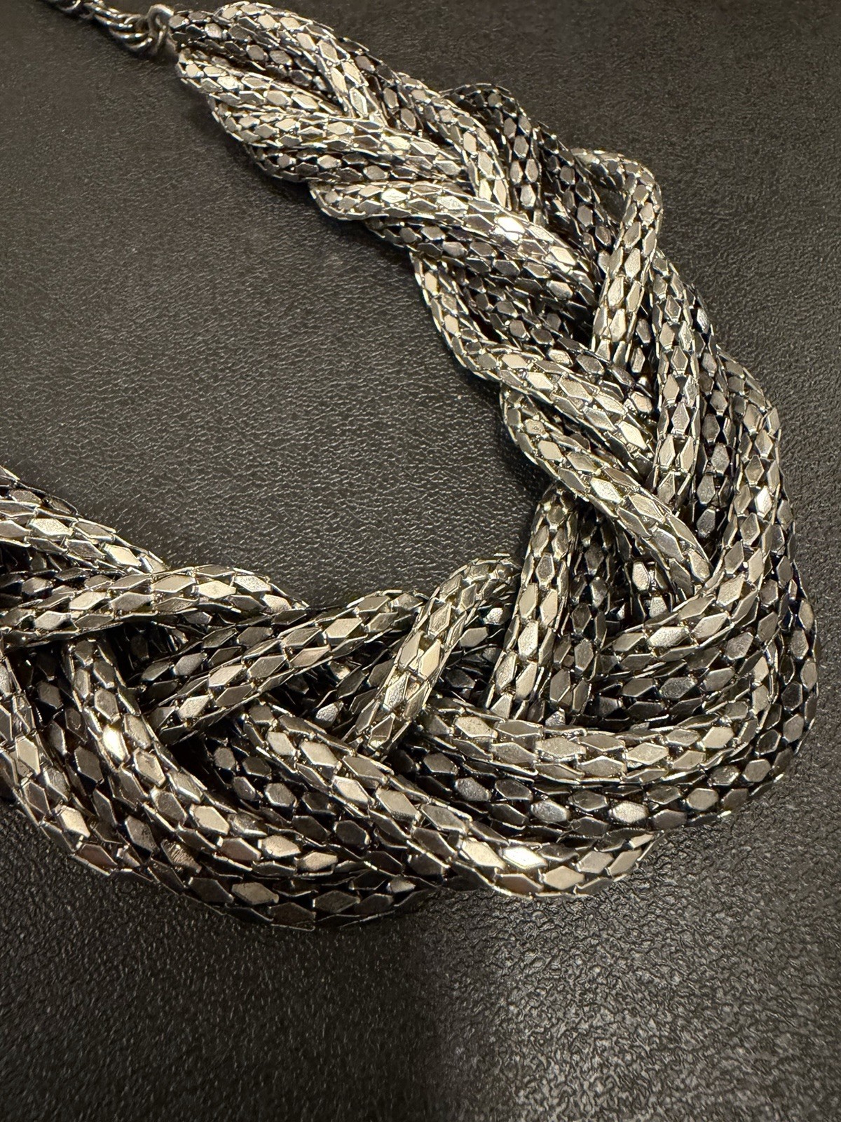 Silver Multi Rope Chain Statement Necklace w/ Adjustable Extender Lobster Clasp