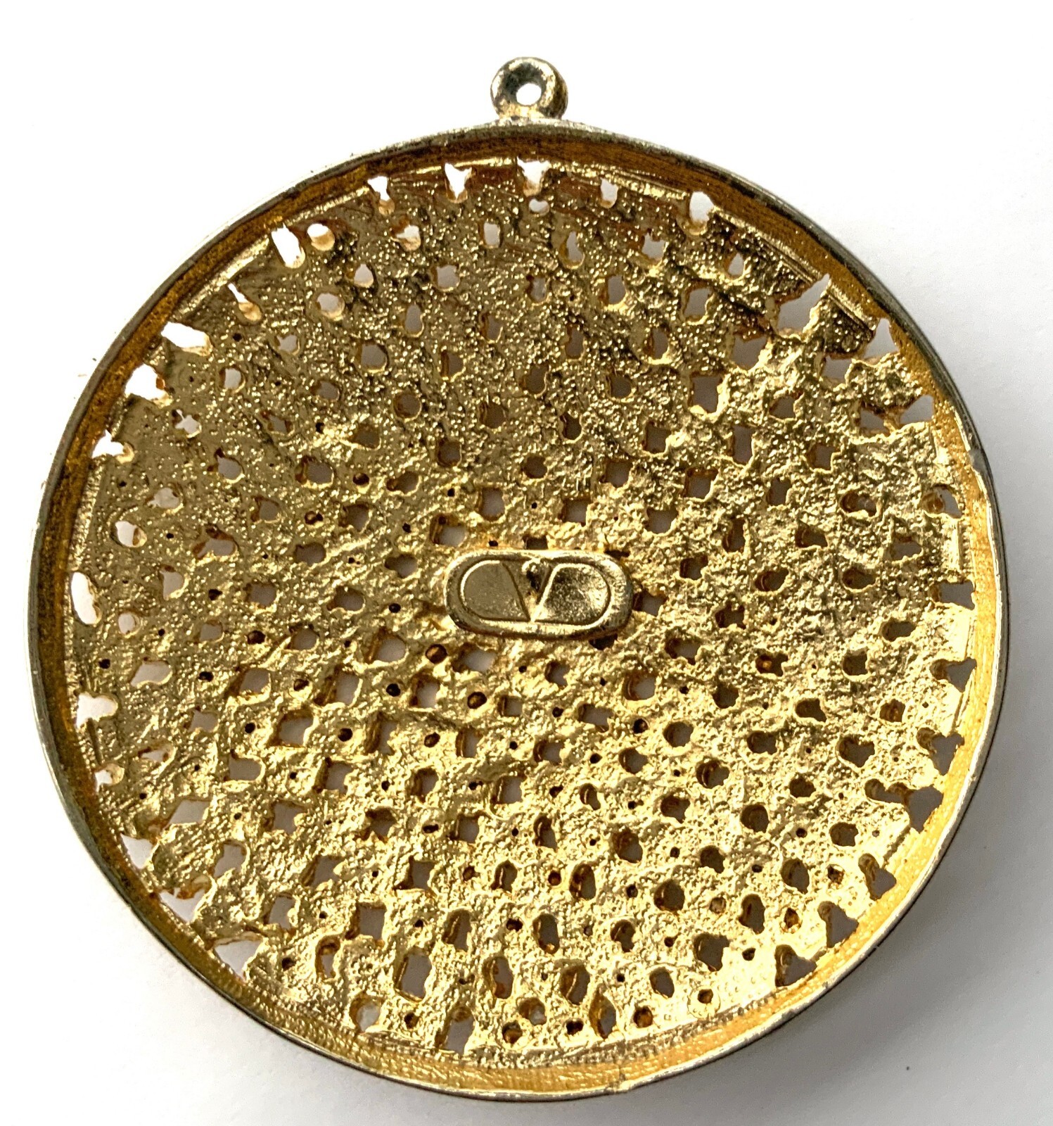 VALENTINO CRYSTAL EMBELLISHED GOLD TONE PENDANT
