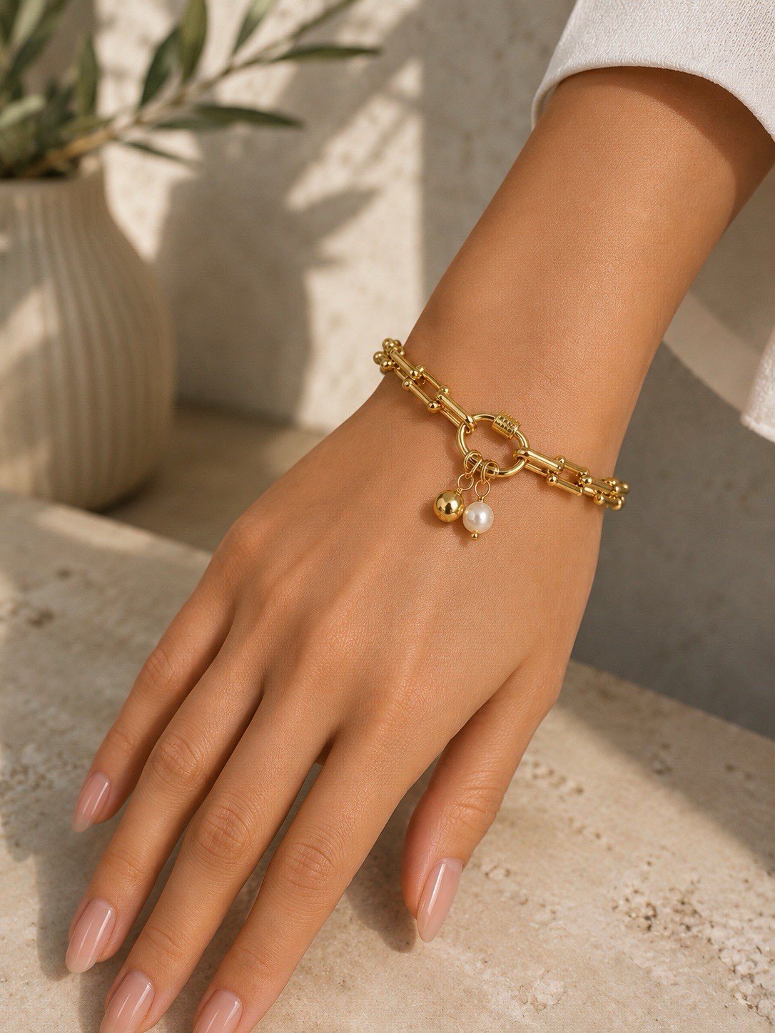 Elegant XP top quality none tarnished none fade bracelet with 2 beads